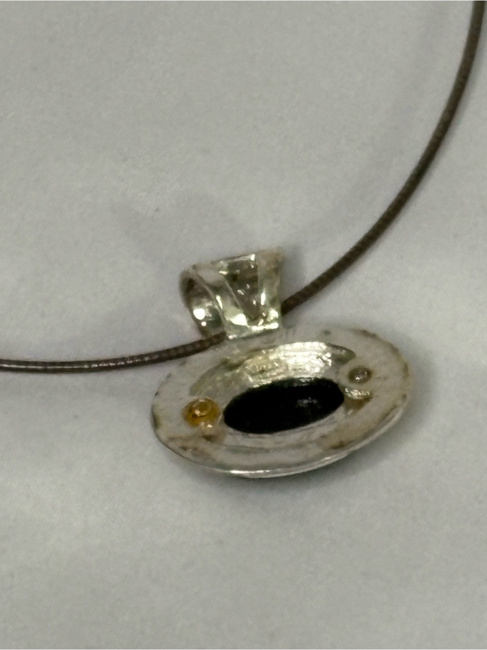 Sterling Silver Black Onyx Oval Pendant Necklace - Picture 3 of 9
